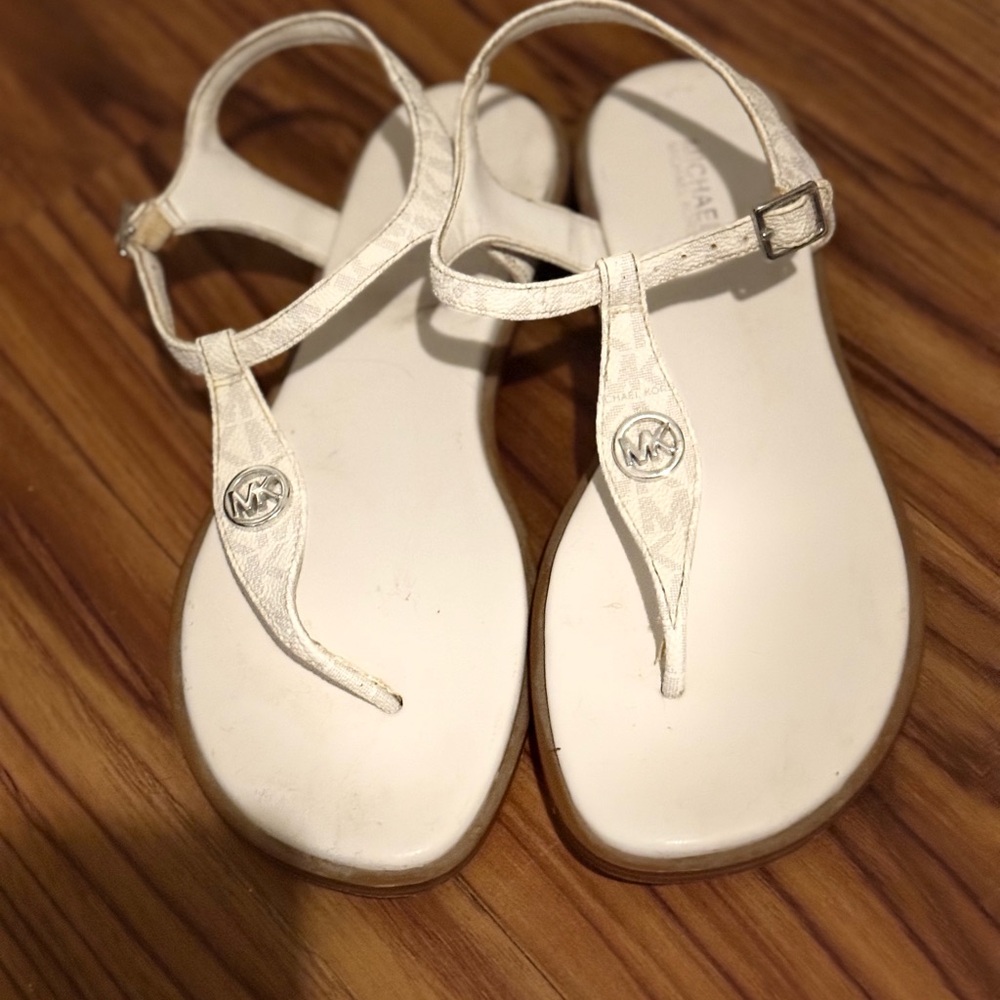 Michael Kors Off-White T-Strap Sandals